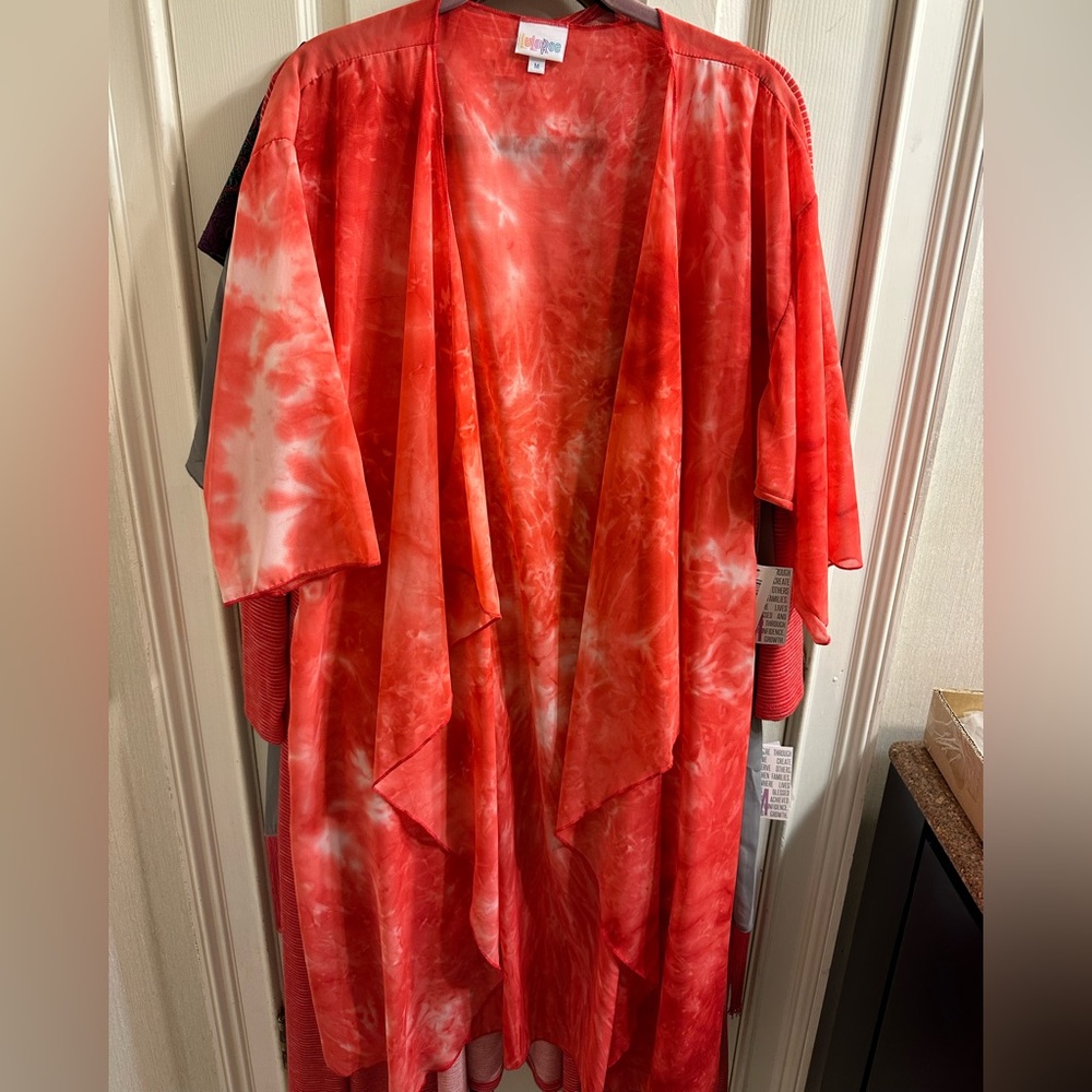 Lularoe Shirley Kimono Red Tie Dye